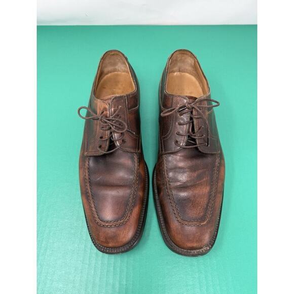 Mens Nuvola By Santoni Brown Leather Cap Toe Comfort Dress Oxfords Size 8.5 - Picture 1 of 7